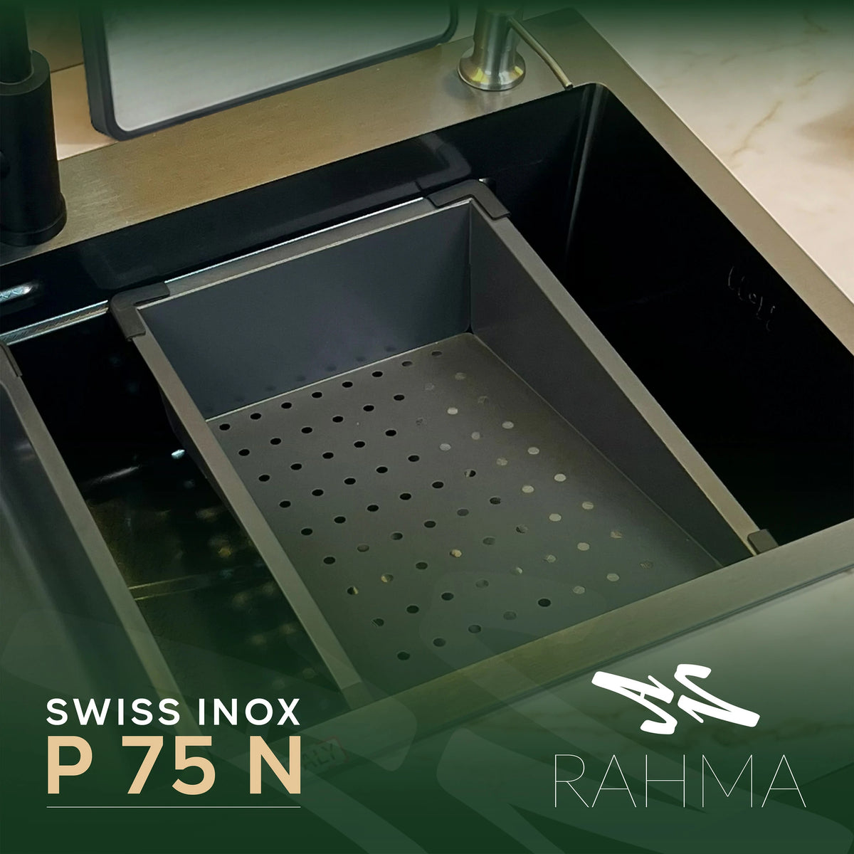 حوض مطبخ P75N / 75x46 سم + حنفية
