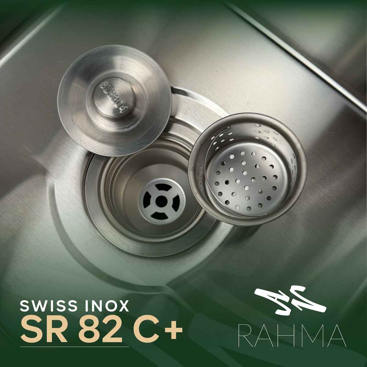 حوض مطبخ +SR82C بحوضين بابعاد 82x45  سم  مع حنفية
